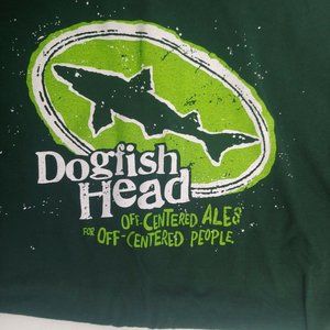 Dogfish Head Craft Beer Mens L T Shirt Green Logo Milton Delaware Brewery EUC